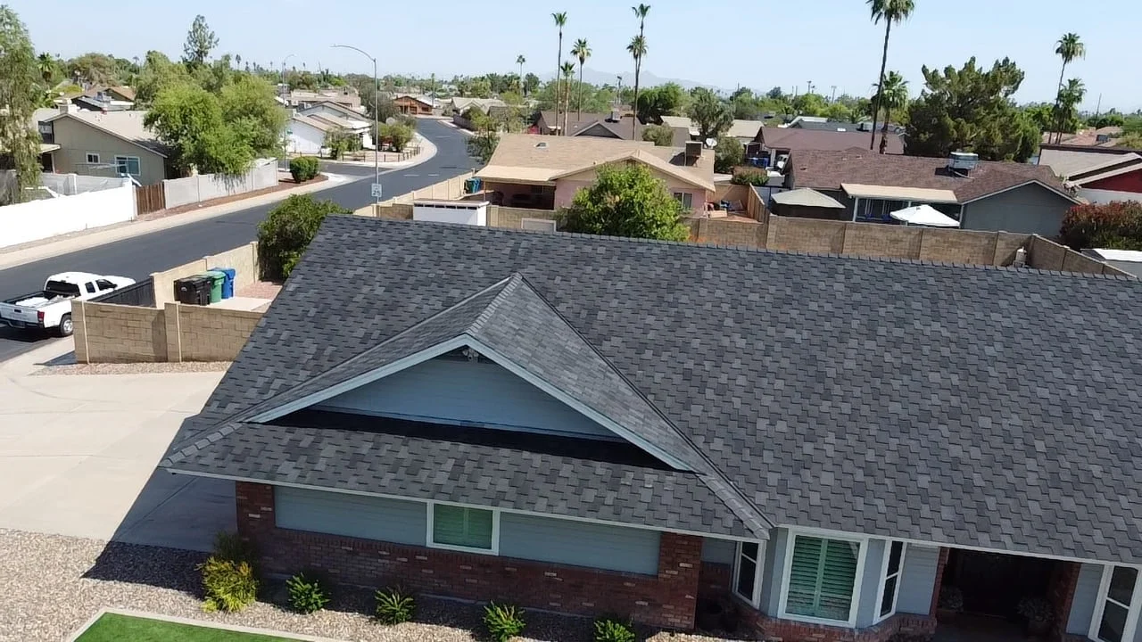 New shingle roof in Mesa, Arizona after the shingle roof replacement