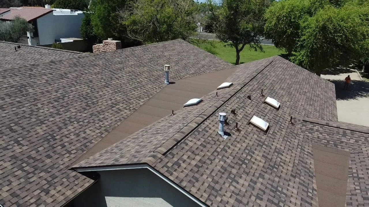 New shingle roof in Phoenix, Arizona after the shingle roof replacement after storm damage